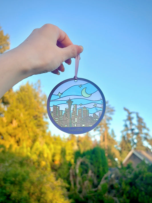 Seattle Night Hanging Ornament